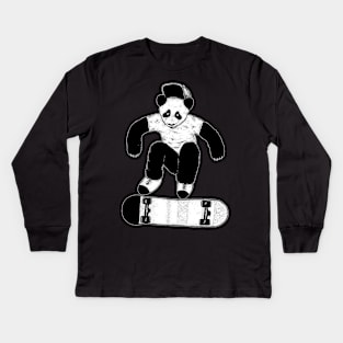 Skateboarding Panda Kids Long Sleeve T-Shirt